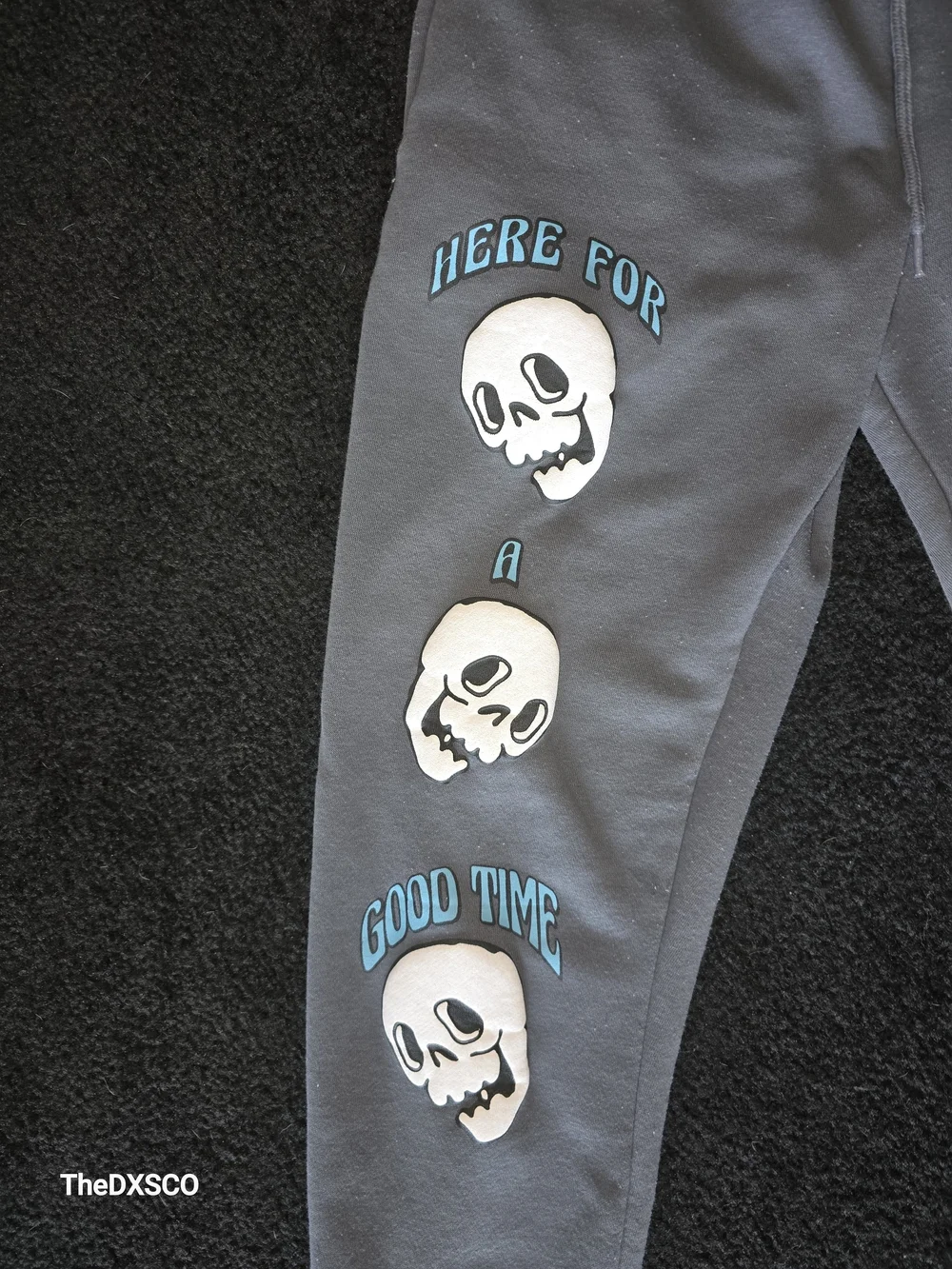 Eighty Eight Gray Joggers with Skull & Skeleton Graphics